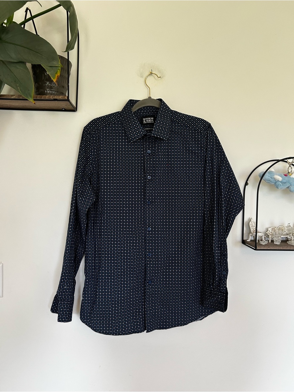 Scotch & Soda‎ Blue Long Sleeve Button Up Mens Shirt Modern Fit Size 16.5